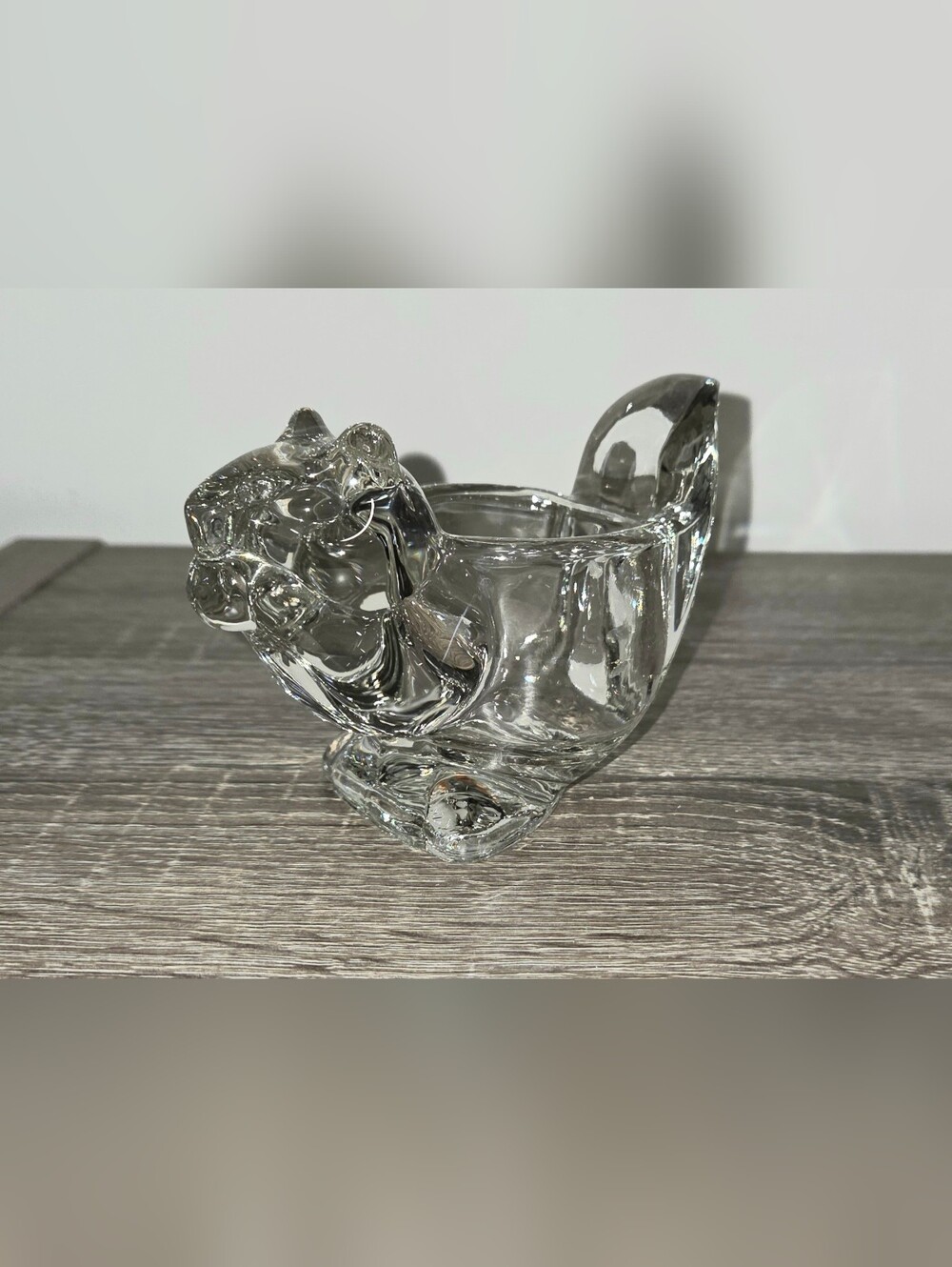 Vintage Avon Glass Squirrel Figurine Tea Light Votive Candle Holder 3.5"